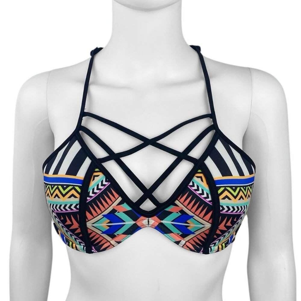 00s 2010s Black Strappy Victoria's Secret Bikini Top Sz M